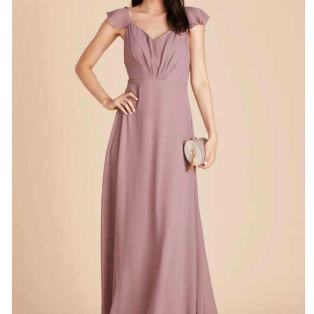 Birdy Grey Pink Pleated Ruched Maxi Gown with pockets
